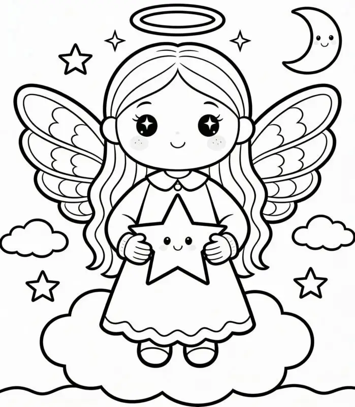 Anjo de Natal para Colorir