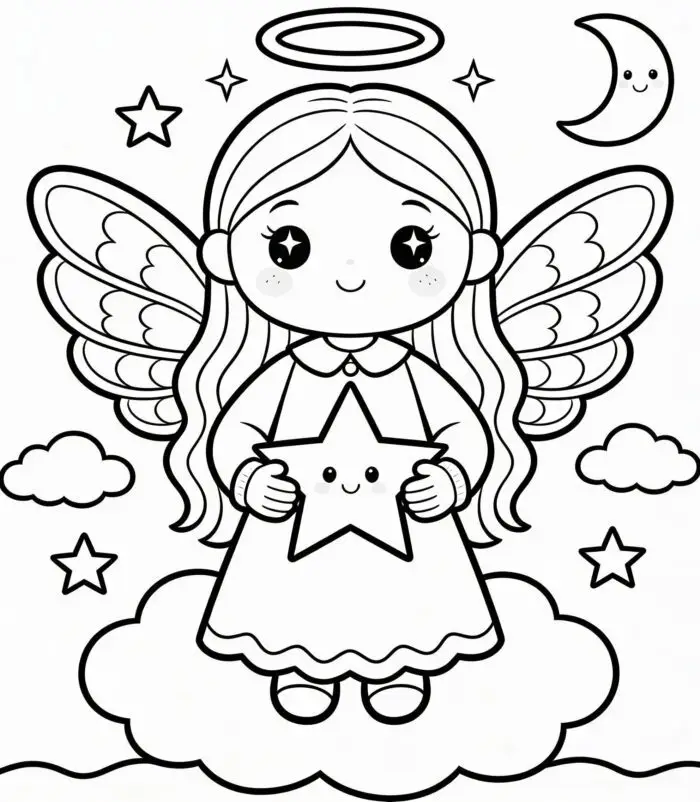 Anjo de Natal para Colorir