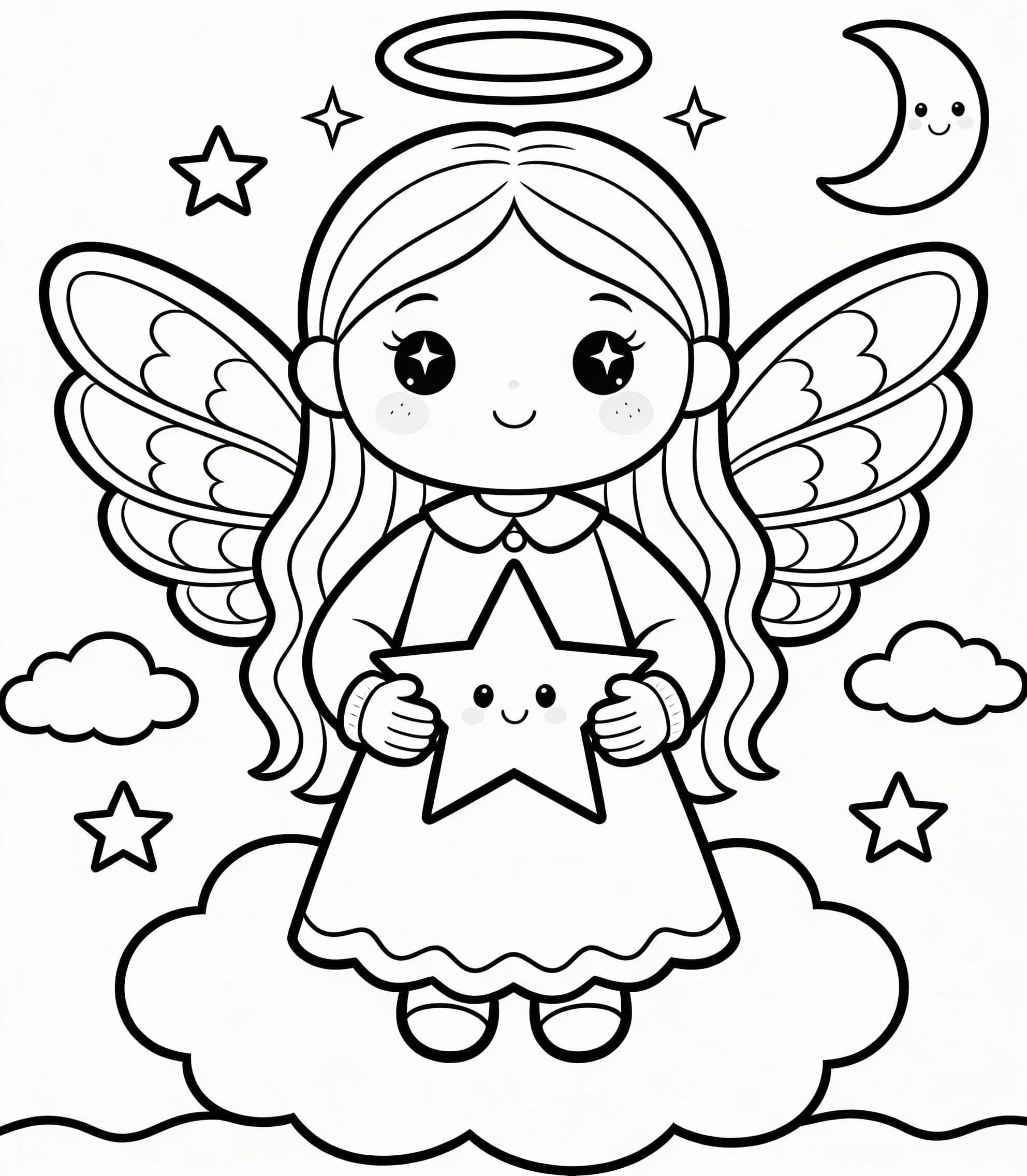 Anjo de Natal para Colorir